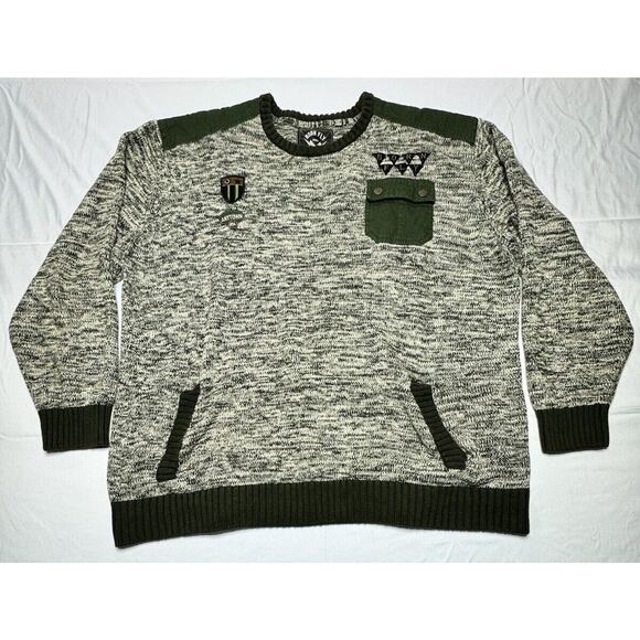 Born Fly Anytown USA Men's Long Sleeve Green Pullover Crew Neck Sweater-Size 3XL - Picture 1 of 6